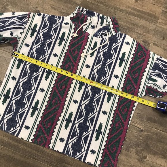 Vintage 90's Aztec Tribal All Over Print Faded Pullover Jeans Wear Medium - Picture 7 of 10